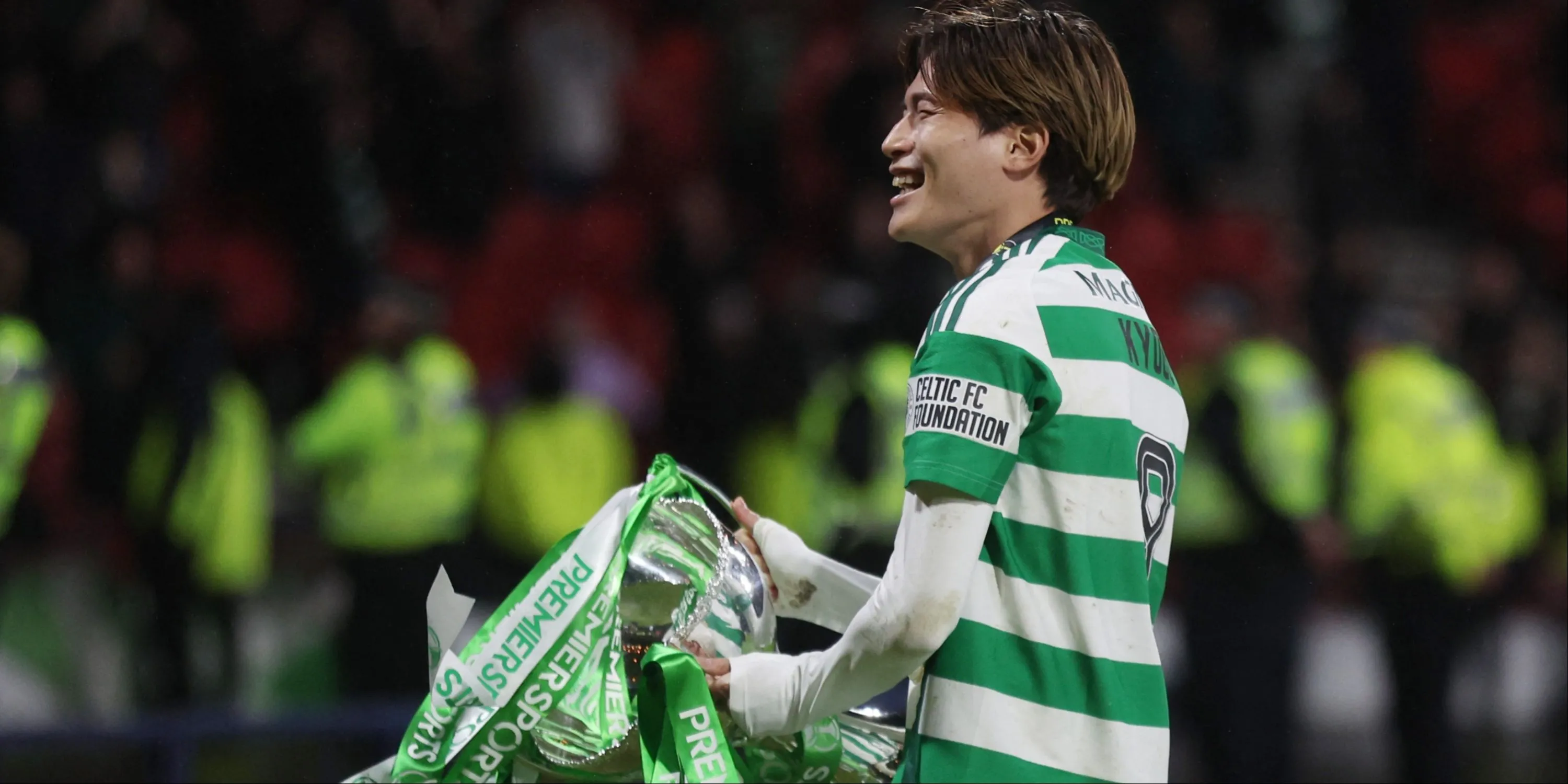Kyogo Furuhashi trong màu áo Celtic thi đấu.
