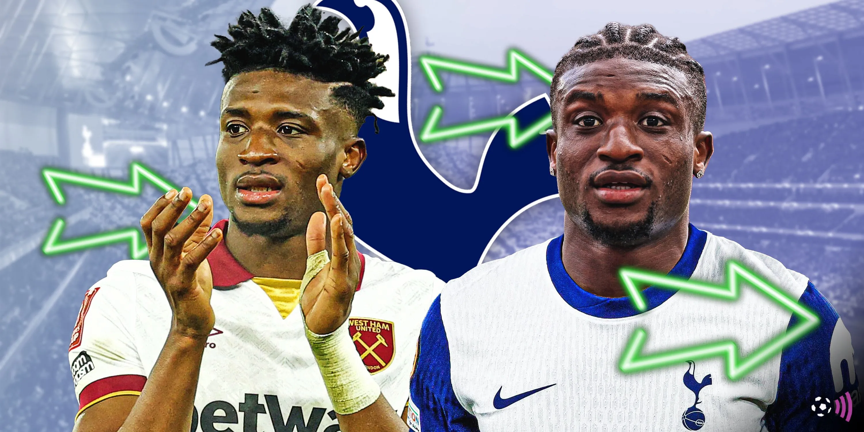 Mohammed Kudus trong bộ áo đấu Tottenham (minh họa chuyển nhượng)